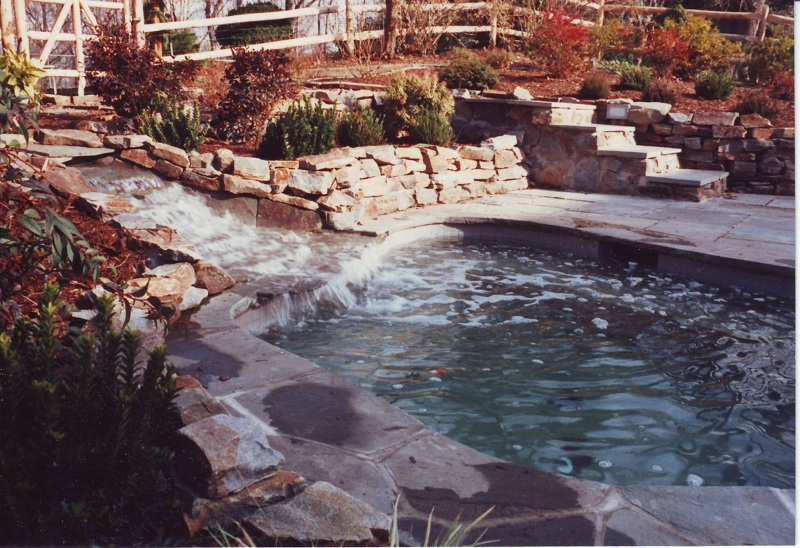 courtyard and inground spa in Gladwyne